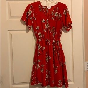 Red flower dress